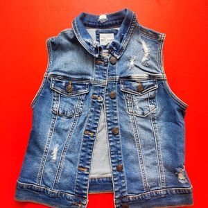 Wax Jean vest distressed ripped blue women's size M